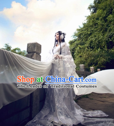 Top Chinese Ancient Costumes Theater and Reenactment Costumes and Headgear Complete Set for Women