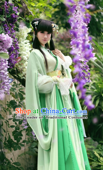 Top Chinese Ancient Costumes Theater and Reenactment Costumes and Headgear Complete Set for Women