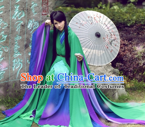 Top Chinese Beauty Hanfu Costumes Theater and Reenactment Costumes and Headgear Complete Set for Women