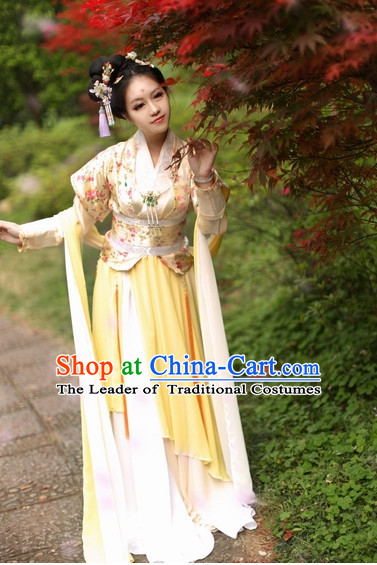 Top Chinese Han Dynasty Lady Hanfu Clothing Theater and Reenactment Costumes and Headgear Complete Set