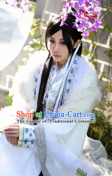 Top Chinese Ancient Costumes Theater and Reenactment Costumes and Headgear Complete Set for Women