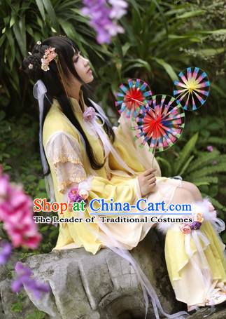 Top Chinese Ancient Costumes Theater and Reenactment Costumes and Headgear Complete Set for Women