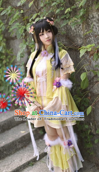 Top Chinese Ancient Costumes Theater and Reenactment Costumes and Headgear Complete Set for Women