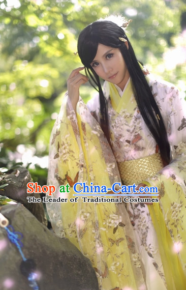 Top Chinese Ancient Costumes Theater and Reenactment Costumes and Headgear Complete Set for Women