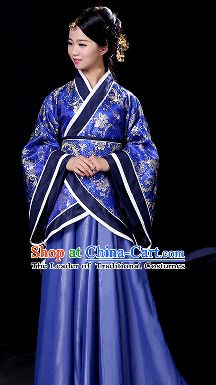 Chinese Han Dynasty Women Hanfu Clothing and Hair Ornaments Complete Set