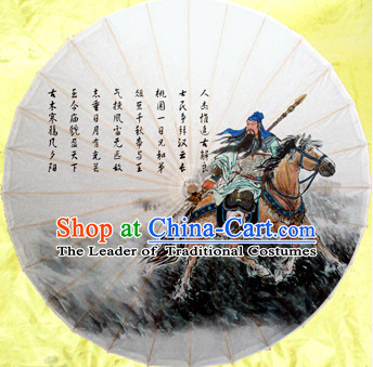 Asian Dance Umbrella China Handmade Traditional Guan Gong Umbrellas Stage Performance Umbrella Dance Props