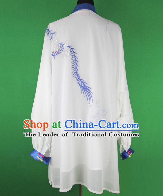 White Dragon Chinese Kung Fu Tai Chi Wushu Shaolin Uniform Wudang Uniforms Wu Shu Nanquan Kungfu Changquan Costume Uniform Martial Arts Tai Chi Taiji Uniforms