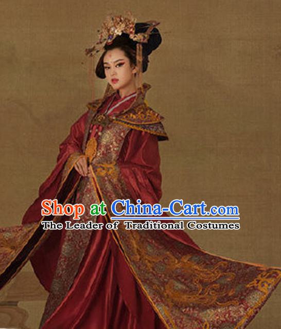 Traditional Chinese Women Empress Clothing Imperial Princess Wedding Dresses National Costume and Hair Ornaments Complete Set