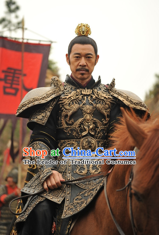 Chinese Ancient Tang Dynasty Emperor Body Armor Costumes Garment Complete Set for Men