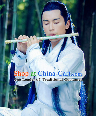 Chinese Ancient Male Long Black Wigs