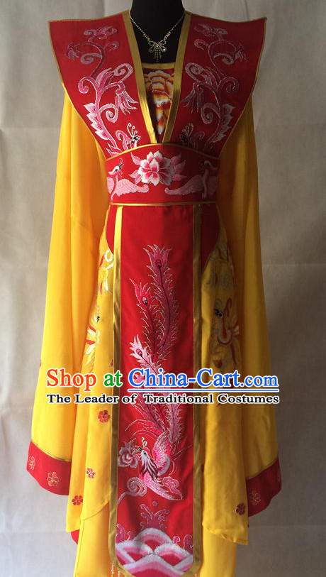 Red Long Sleeves China Beijing Opera Women Princess Phoenix Costume Embroidered Robe Stage Costumes Complete Set