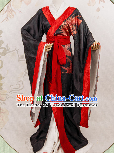 Chinese Black Hanfu Fairy Robe Clothing Handmade Bjd Dress Opera Costume Drama Costumes Complete Set