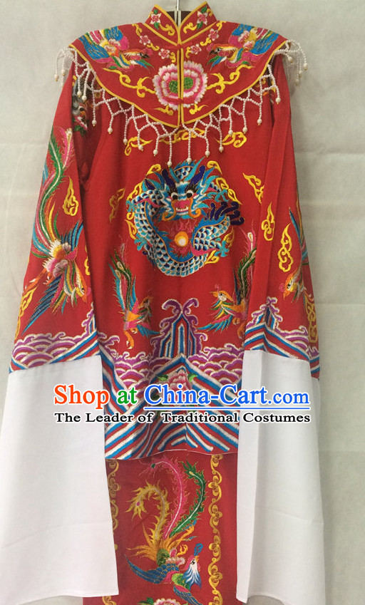 China Beijing Opera Wedding Phoenix Dresses Embroidered Robe Stage Costumes Complete Set