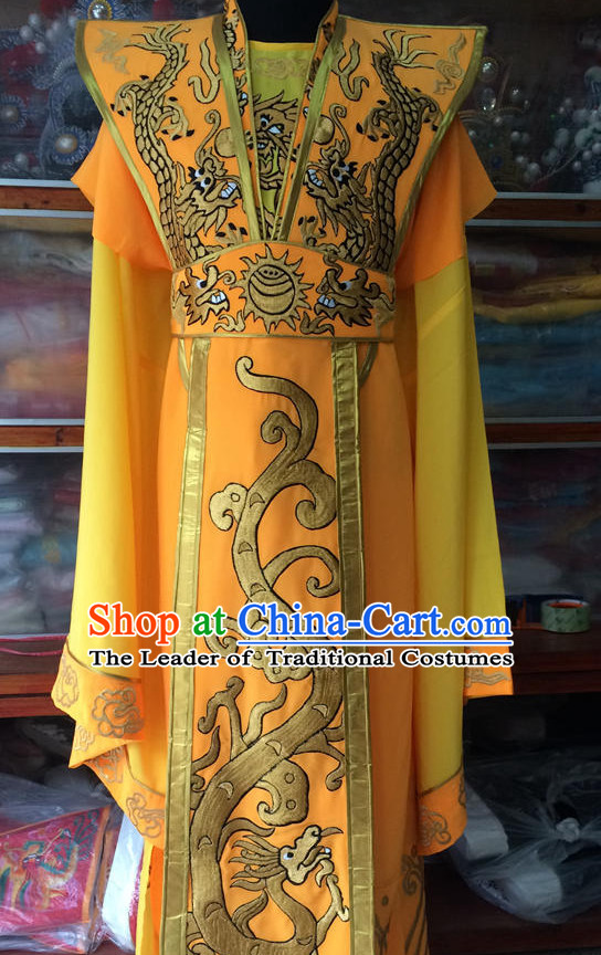 China Beijing Opera Men Emperor Dragon Costume Embroidered Robe Stage Costumes Complete Set
