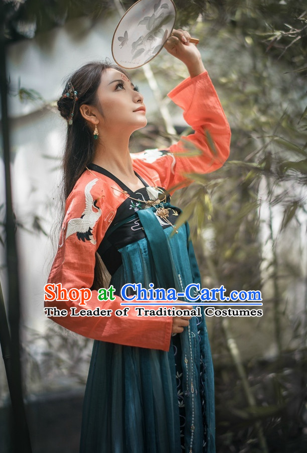 Chinese Ancient Tang Dynasty Ruqun Clothing Complete Set for Women