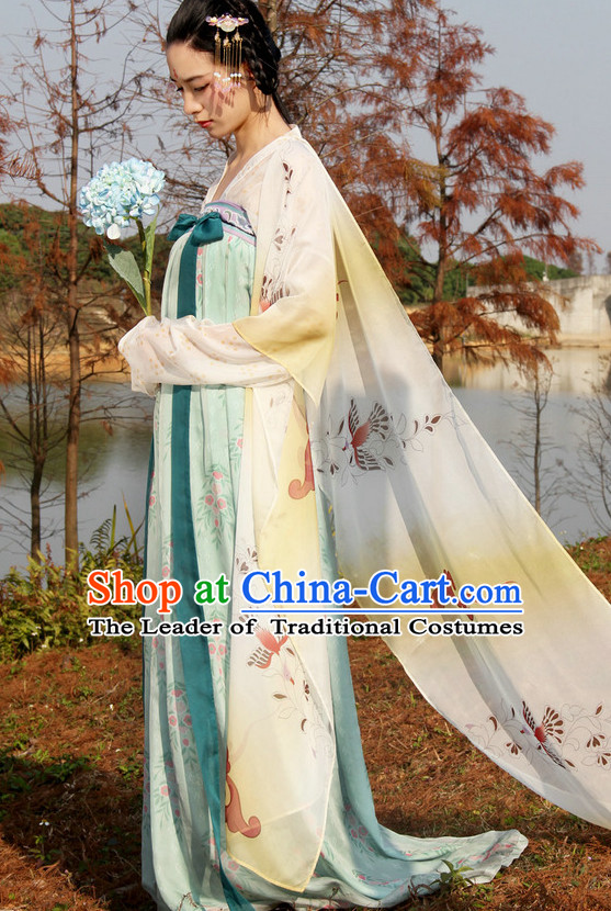 Chinese Ancient Tang Dynasty Ruqun Clothing Han Fu Suit Complete Set for Women