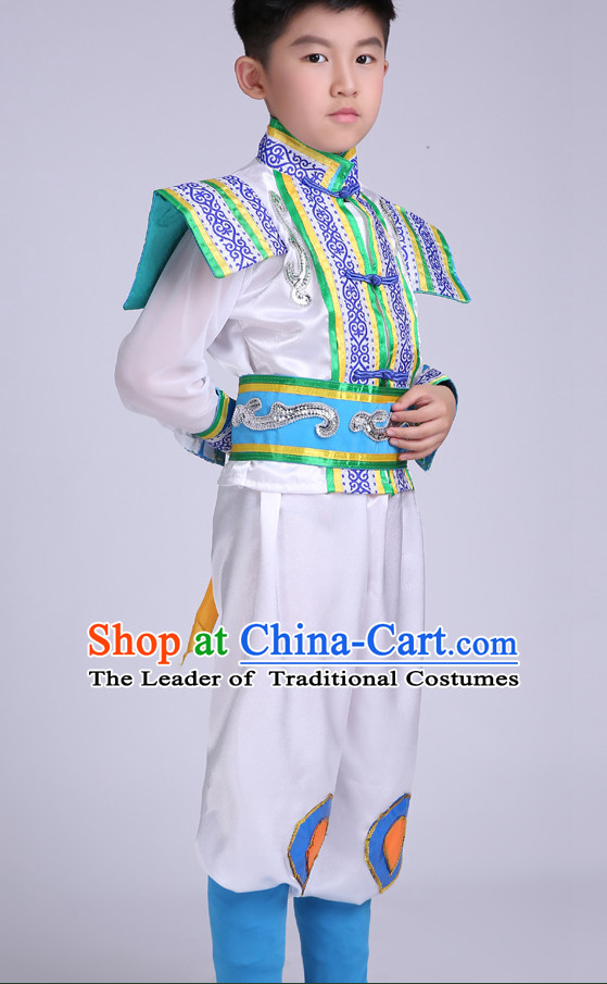 Chinese Kids Minority Dance Dress China Fan Dance Costume Ribbon Dance Costumes Folk Dance Suit