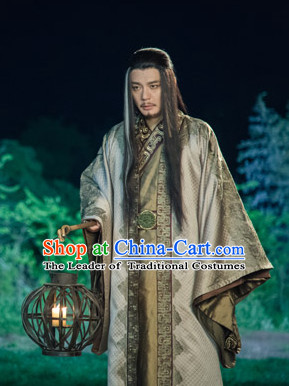 Chinese Ancient Swordsman Kung Fu Master Costumes Complete Set for Men