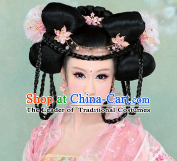 Chinese Ancient Empress Black Wigs Hair Accessories Headpiece Headdress