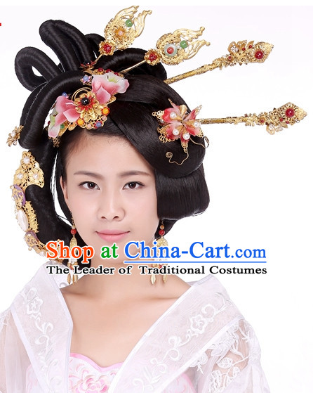 Chinese Ancient Princess Black Wigs Hair Accessories Headpiece Headdress