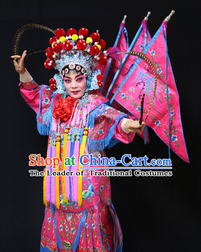 Chinese Opera Beijing Opera Peking Opera Hua Dan Costume Embroidered Robe Hua Dan Opera Costumes and Headdress Complete Set