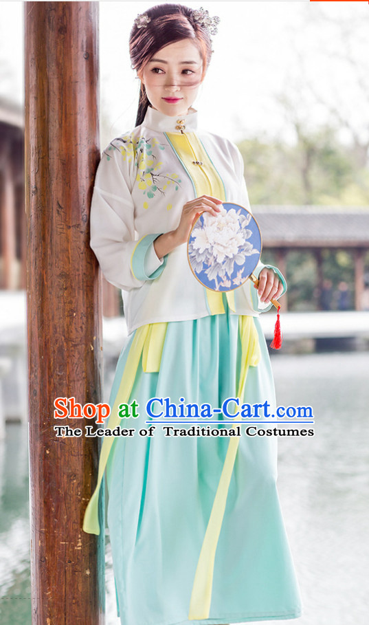 Chinese Traditional Ming Dynasty Royal Stage Hanfu Hanbok Kimono Costume Dresses Costume Ancient Garment Complete Set