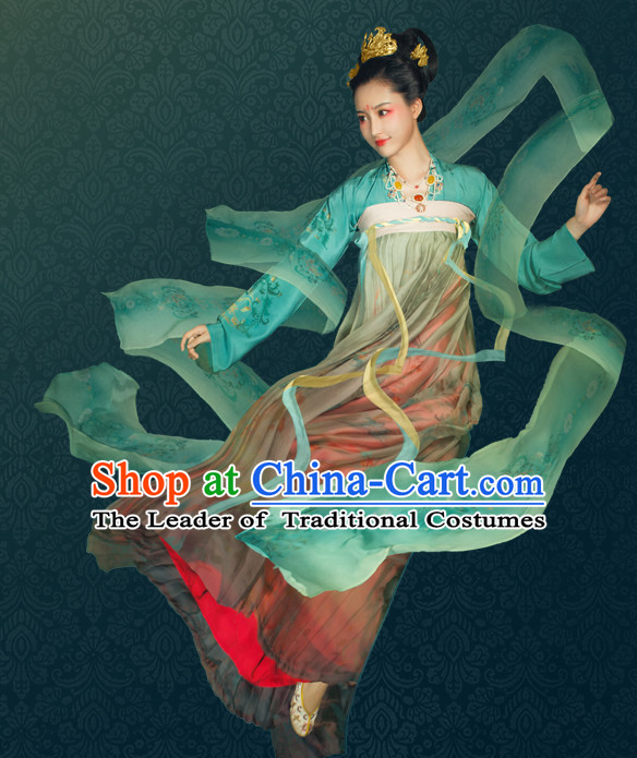 Chinese Traditional Tang Dynasty Royal Stage Hanfu Hanbok Kimono Costume Dresses Costume Ancient Garment Complete Set