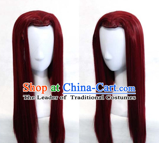 Chinese Ancient Style Long Black Hair Wig Hair Decoration Wigs Set