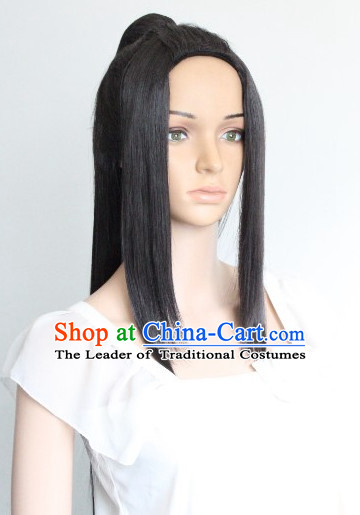 Chinese Ancient Style Long Black Hair Wig Hair Decoration Wigs Set