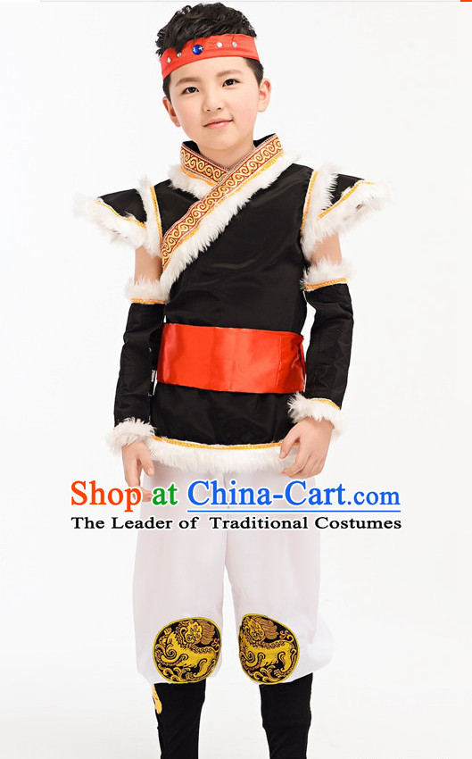 Chinese Folk Ethnic Dance Costume Complete Set for Kids