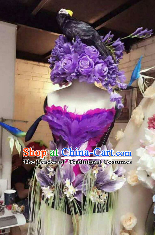 Parade Quality Feather Dance Costumes Popular Ostrich Feathers Fancy Bird Costume Stage Costumes Angel Wings Costume Complete Set