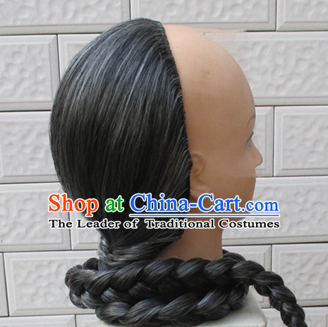 Qing Dynasty Kung Fu Master Half White Wig for Men or Boys