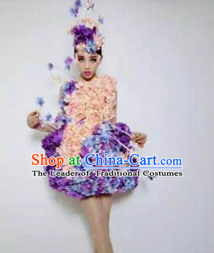 Parade Quality Flower Dance Costumes Popular Ostrich Feathers Fancy Costume Angel Wings Costume Complete Set