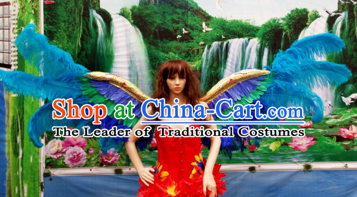 Parade Quality Feather Dance Costumes Popular Ostrich Feathers Fancy Costume Angel Wings Costume Complete Set
