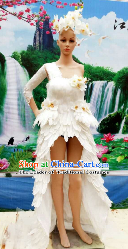 Parade Quality Feather Dance Costumes Popular Ostrich Feathers Fancy Costume Angel Wings Costume Complete Set