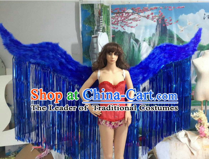 Parade Quality Peacock Feather Dance Costumes Popular Ostrich Feathers Fancy Costume Angel Wings Costume Complete Set