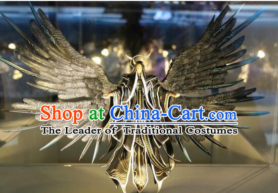 Chinese Ancient BJD Adult Size Costumes Dresses and Headpieces Complete Set for Men with Two Giant Wings