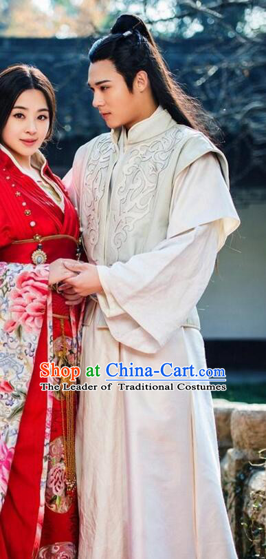 Chinese Ancient Palace Prince Costumes and Headwear Complete Set for Men