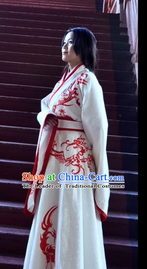 Ancient Chinese Princess Dresses Traditional Royal Stage Hanfu Classical Dress National Costumes Clothing and Hair Jewelry Complete Set