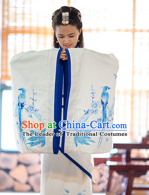 Ancient Chinese Princess Quju Dresses Traditional Royal Stage Hanfu Classical Dress National Costumes Clothing and Hair Jewelry Complete Set
