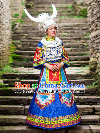 Chinese Miao Princess Clothing Miao Clothes Minority Dresses Ethnic Costumes and Accessories Complete Set for Women