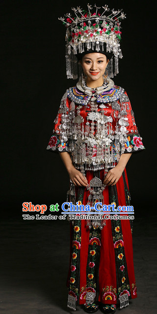 Chinese Miao Princess Clothing Miao Clothes Minority Dresses Ethnic Costumes and Accessories Complete Set for Women