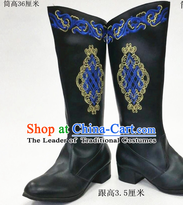 Top Chinese Mongolian Minority Mongol Boots Mongolia Minority Boot Ethnic Mongolian Feather Shoes