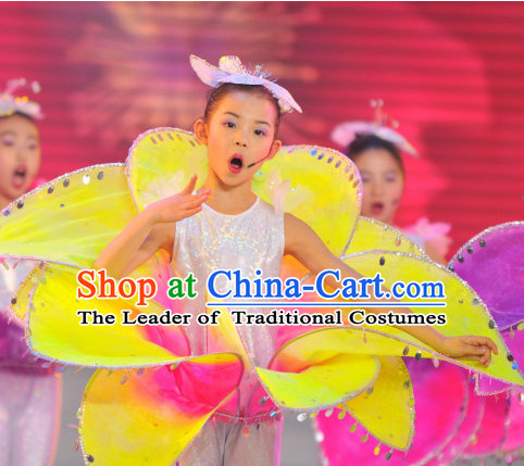 Chinese Stage Dance Costume Dance Costumes Fan Dance Umbrella Ribbon Fans Dance Fan Water Sleeve Costume for Women or Children