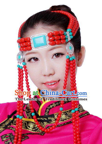 Chinese Handmade Mongolian Women Headwear Minority Mongol Hat Mongolia Headpieces Headband