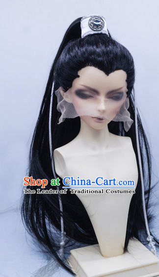 Ancient Chinese Long Black Wigs for Men