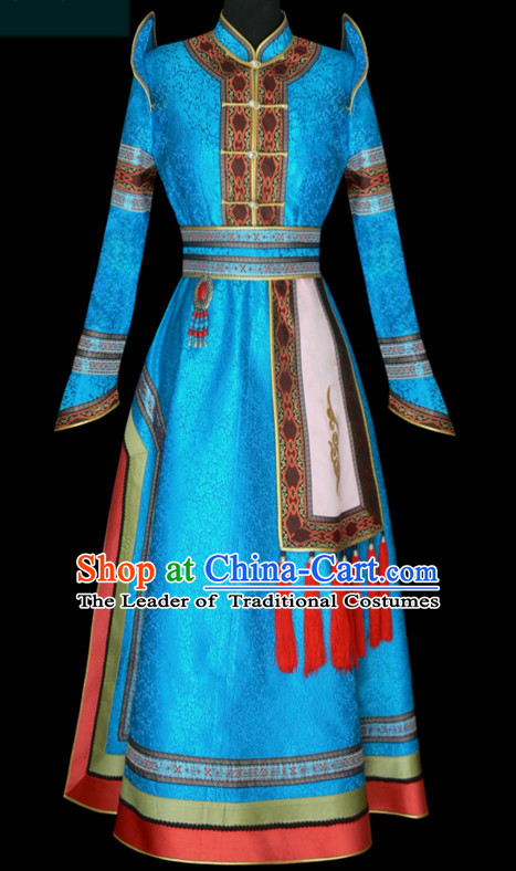 Mongolian Minority Empress Mongol Mongolia Princess Clothing Ethnic Traditional Costumes Complete Set