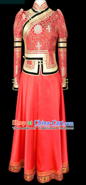 Mongolian Minority Empress Mongol Mongolia Princess Clothing Ethnic Traditional Costumes Complete Set