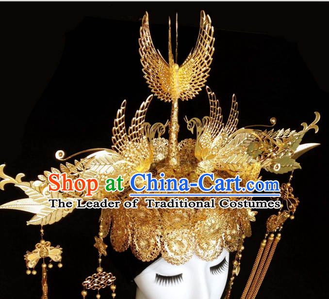 Chinese wig wedding hat emperor crown rings hair stick qing hat Chinese headdress hairpiece