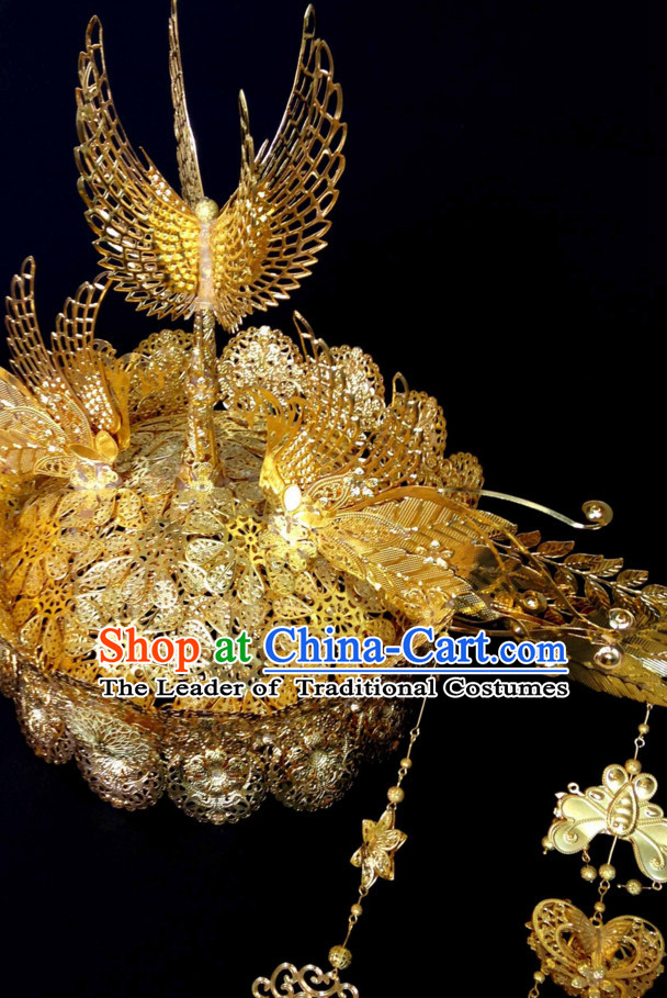 Chinese wig wedding hat emperor crown rings hair stick qing hat Chinese headdress hairpiece